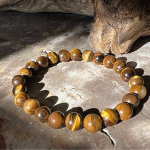 Tiger’s Eyes New Natural Stone Bracelet  Beaded Unisex Stretchy (8mm) 7.5”-19cms